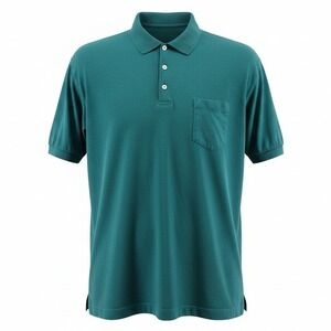 Cross Creek Polo Shirt Men L Teal Green Short Sleeve Pocket Cotton Vintage USA